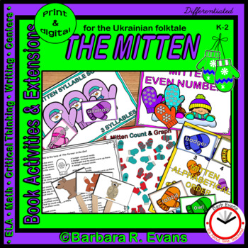 Preview of BOOK ACTIVITIES and EXTENSIONS for THE MITTEN ELA Math Centers Critical Thinking