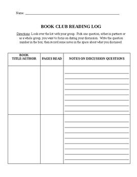 Book Club Journal, Book Club Log, Reading Journal, Reading, Book