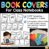 BOOK COVERS for Class Notebooks - 12 subjects + 2 blank templates