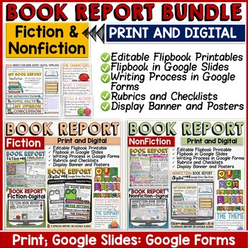 Preview of Book Review Templates Book Report Fiction and Nonfiction Text Reading Response