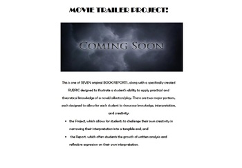 Preview of BOOK REPORT + RUBRIC: MOVIE TRAILER PROJECT!