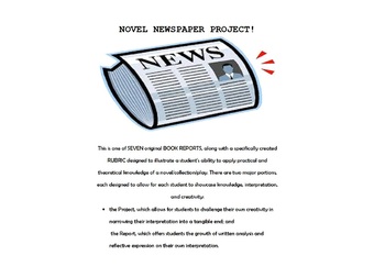 Preview of BOOK REPORT + RUBRIC: NOVEL NEWSPAPER PROJECT!