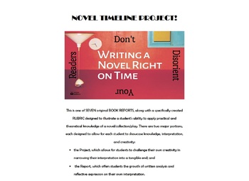 Preview of BOOK REPORT + RUBRIC: NOVEL TIMELINE PROJECT!