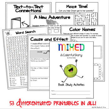 book study mixed a colorful story 53 differentiated