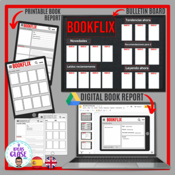 Preview of BOOKFLIX- Digital resources and printable book report and bulletin board