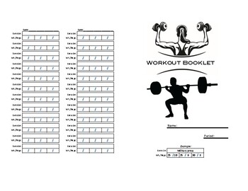 Preview of BOOKLET style 6 day workout log - 12 exercises per day