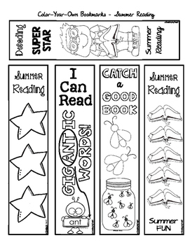 Download Summer Reading Color Your Own Bookmarks By Reading By Heart Tpt