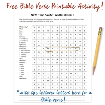 Preview of FREE PRINTABLE BOOKS OF THE NEW TESTAMENT WORD SEARCH PUZZLE BIBLE VERSE