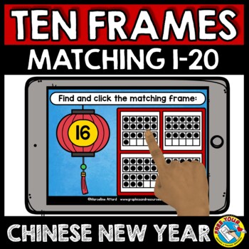 Preview of BOOM CARD CHINESE NEW YEAR MATH ACTIVITY KINDERGARTEN COUNT 10 FRAME 20 FEBRUARY