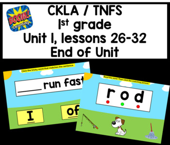 Preview of BOOM CARD | CKLA | TNFS | 1st grade Unit 1, lessons 26-32 read and match words