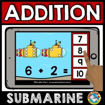 Preview of BOOM CARD MATH ACTIVITY KINDERGARTEN SIMPLE ADDITION WITHIN 10 PICTURE DICE GAME