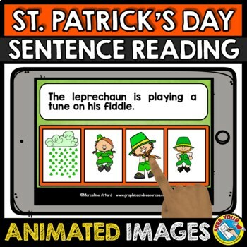Preview of BOOM CARD READING ST PATRICKS DAY ACTIVITY 1ST GRADE MARCH COMPREHENSION DIGITAL