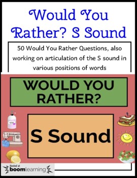 Preview of BOOM CARDS™ 50 Would You Rather? Articulation/S Sound Loaded Questions