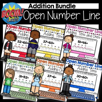 Preview of BOOM CARDS Open Number Line Addition BUNDLE