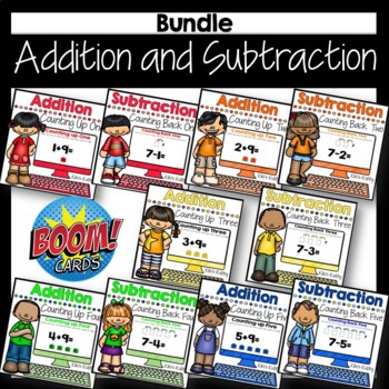 Preview of BOOM CARDS Addition and Subtraction (Counting Up and Back) Ultimate BUNDLE
