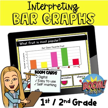 Preview of BOOM CARDS- BAR GRAPHS (1st/2nd Grade) - Digital Learning