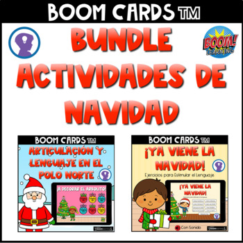 Preview of BOOM CARDS BUNDLE  Actividades de Navidad para la Terapia de Lenguaje