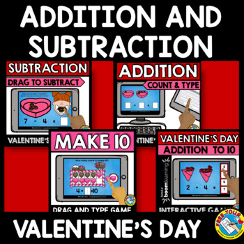 Preview of BOOM CARDS BUNDLE VALENTINES DAY MATH ACTIVITY KINDERGARTEN FEBRUARY GAME CENTER