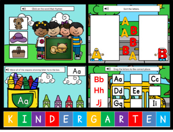 Preview of BOOM CARDS - Back to School / August Language Arts Packet 1 for Kindergarten