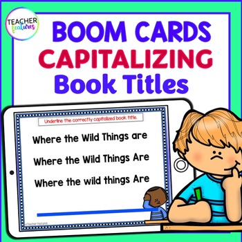 Preview of Grammar Review CAPITALIZING BOOK TITLES 3rd Grade BOOM CARDS