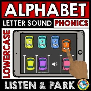 Preview of BOOM CARDS CARS ACTIVITY IDENTIFY ALPHABET LETTER SOUND ASSESSMENT GAME DIGITAL