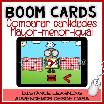 Preview of BOOM CARDS primavera:COMPARAR NÚMEROS mayor,menor,igual-Distance Learning