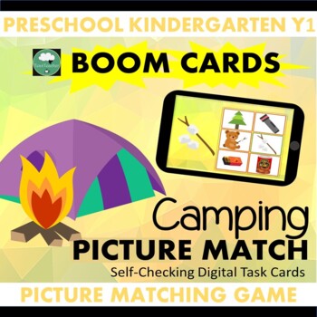 Preview of BOOM CARDS Camping Picture Matching