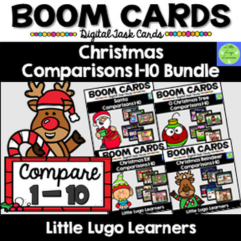 Preview of BOOM CARDS Christmas Comparison 1-10 Bundle