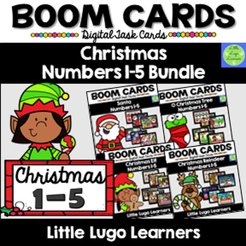 Preview of BOOM CARDS Christmas Numbers 1-5 Bundle