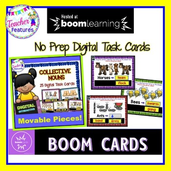 Preview of Boom Cards GRAMMAR Collective Nouns Digital Task Cards