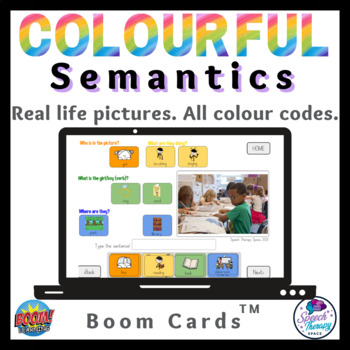 Preview of BOOM CARDS Colourful Semantics Sentence Development All 4 colour codes