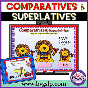 Preview of BOOM CARDS Comparatives & Superlatives ADJECTIVES Teletherapy NO PRINT