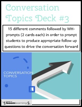 Preview of SPEECH THERAPY BOOM CARDS: Conversation Topics Deck #3 (Social Skills)