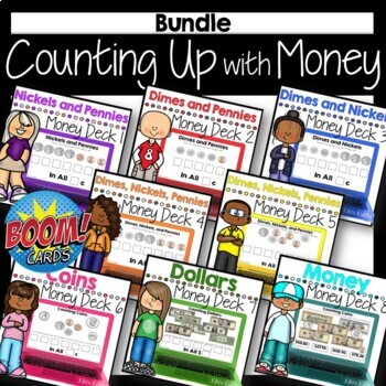 Preview of BOOM CARDS Counting Up with Money Bundle Distance Learning