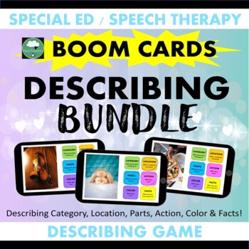 Preview of BOOM CARDS DESCRIBING OBJECTS BUNDLE