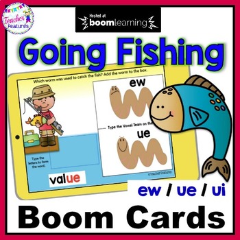 Preview of BOOM CARDS SUMMER | EW UE UI | Long Vowels | Vowel Teams | Diphthongs