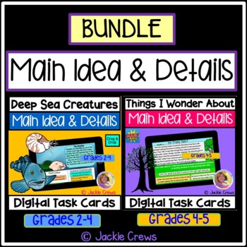 Preview of BOOM CARDS DIGITAL LEARNING Main Idea & Details for Grades 2-5 #Distancelearning