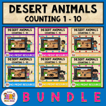 Preview of BOOM CARDS Desert Animals Counting 1-10 BUNDLE Distance Learning Paperless