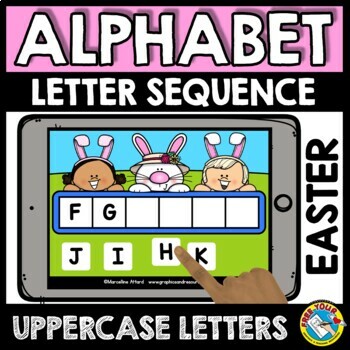 Preview of BOOM CARDS EASTER ACTIVITY KINDERGARTEN ALPHABET UPPERCASE ABC LETTER ORDER GAME