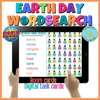Preview of BOOM CARDS Earth day word search