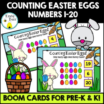 Preview of BOOM CARDS: Easter Egg Counting 1-20 Distance Learning
