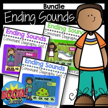 Preview of BOOM CARDS Ending Sounds: Consonant Digraphs BUNDLE Distance Learning