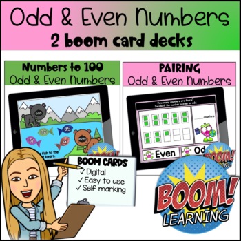 Preview of BOOM CARDS: Even and Odd Numbers- Digital learning (2nd Grade)