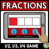 BOOM CARDS SIMPLE FRACTIONS FIRST GRADE ACTIVITY GAME HALV