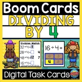BOOM CARDS FREE Division by 4 Distance Learning