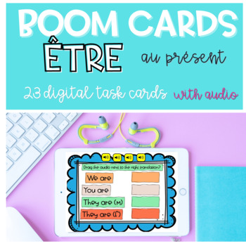 Preview of BOOM CARDS French Present tense ETRE for FLE / FSL with audio