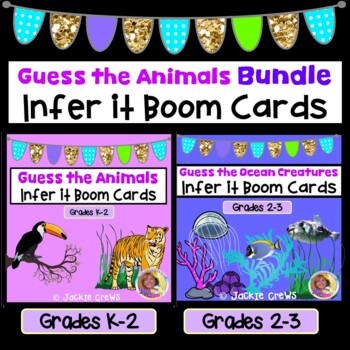 Preview of BOOM CARDS: GUESS THE ANIMALS BUNDLE INFERENCE IT #digitallearning