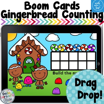 Preview of BOOM CARDS Gingerbread Counting FREEBIE Distance Learning