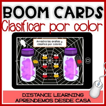 Preview of BOOM CARDS HALLOWEEN: Clasificar por colores | Digital Math Game in Spanish