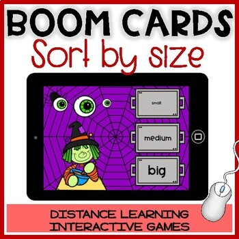 Preview of BOOM CARDS HALLOWEEN: Sorting by size | Digital Math Game